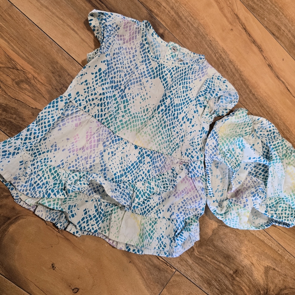 Wrangler Colorful Patterned Baby Dress And Diaper Cover